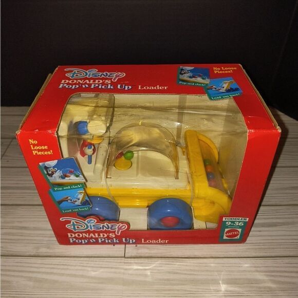 Disney Donald's Pop'n Pick Up Loader Toddler Kid Toy 9-36 Months Mattel 1992 NIB - Picture 1 of 10